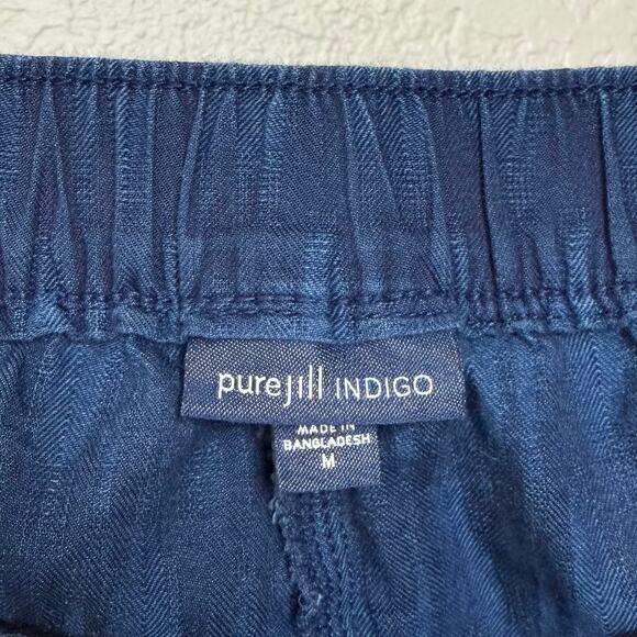 J. Jill Pure Indigo Dobby Crops Cotton Cropped Wide Leg Pants Size Medium - Picture 4 of 5